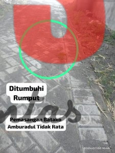 Proyek Paving Desa Gelung Amburadul, Bergelombang dan Ditumbuhi Rumput